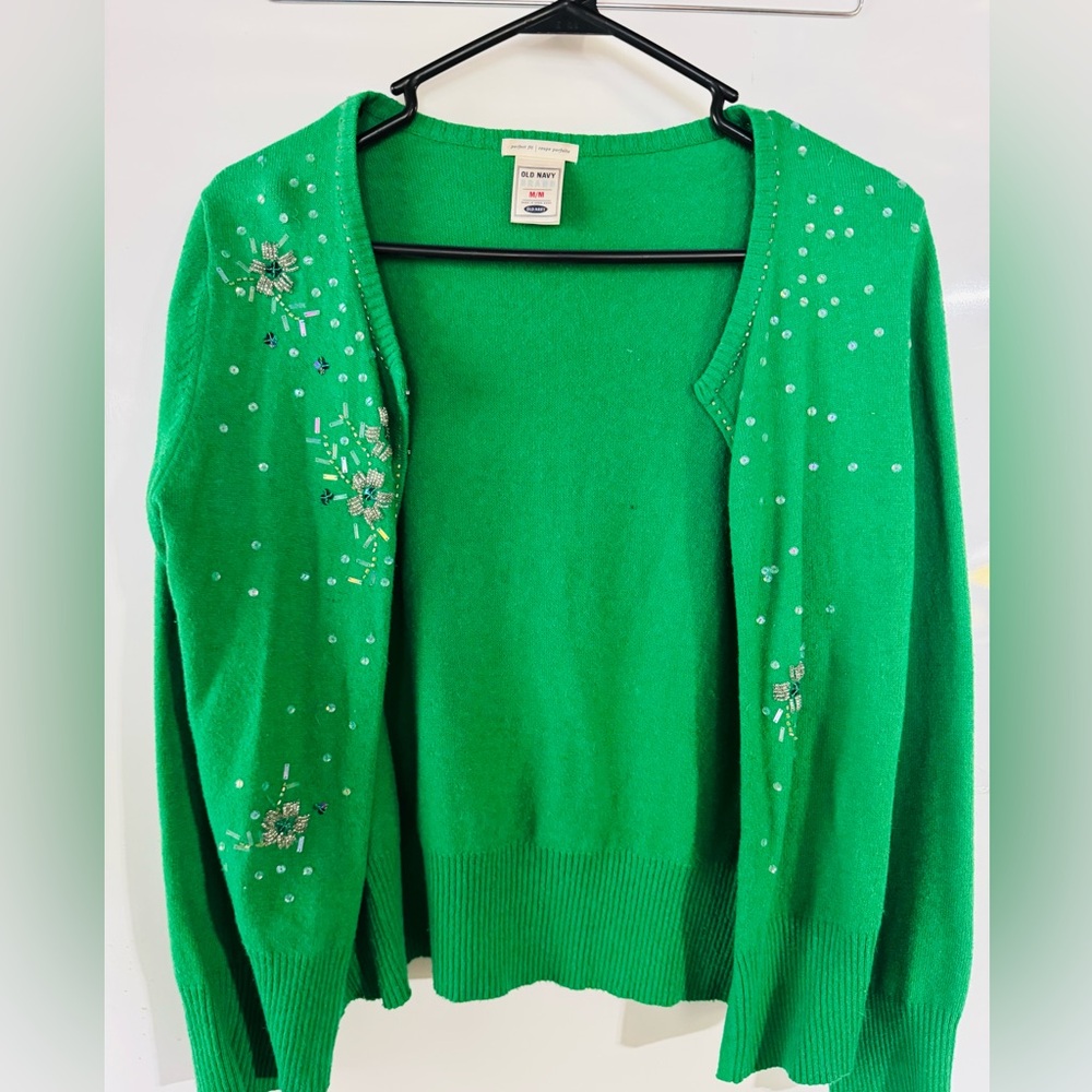 Green Embellished Cardigan